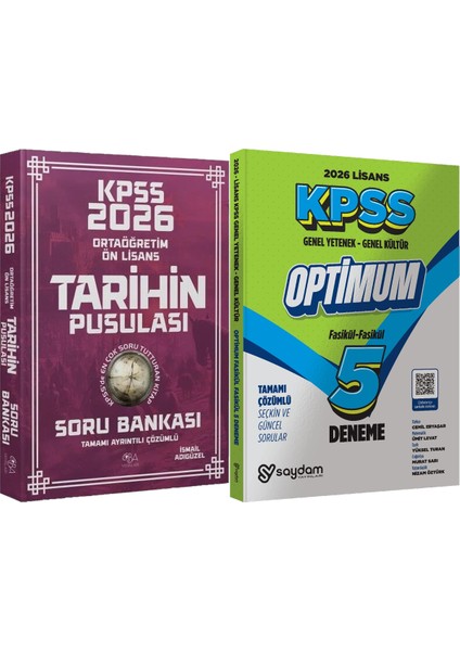 2026 Kpss Lise Ortaöğretim Ön Lisans Tarihin Pusulası Soru Bankası Çözümlü Ismail Adıgüzel + Lisans Optimum 5 Deneme