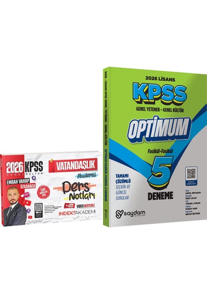 2026 Kpss Vatandaşlık Akademisi Video Ders Notları + Lisans Optimum 5 Deneme