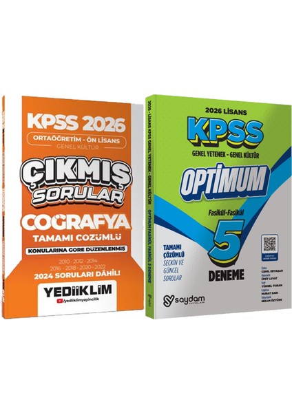 Kpss 2026 Ortaöğretim-Önlisans Coğrafya Konularına Göre Çıkmış Sorular + Lisans Optimum 5 Deneme