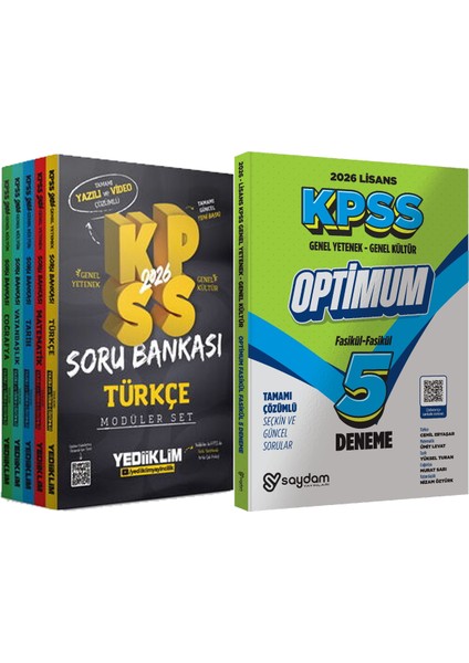 2026 Kpss Hem Yazılı Hem Video Çözümlü Modüler Set Soru Bankası (5 Kitap) + Lisans Optimum 5 Deneme