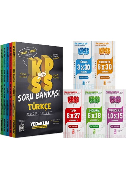 2026 Kpss Hem Yazılı Hem Video Çözümlü Modüler Set Soru Bankası (5 Kitap) + 5 Ders 31 Deneme