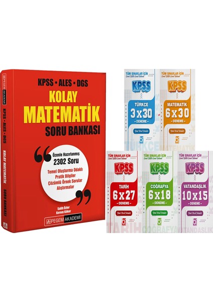 2026 Kpss-Ales-Dgs Kolay Matematik Soru Bankası - 5 Ders 31 Deneme