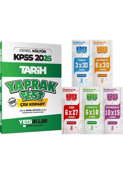 2026 Kpss Genel Kültür Tarih Çek Kopart Yaprak Test + 5 Ders 31 Deneme