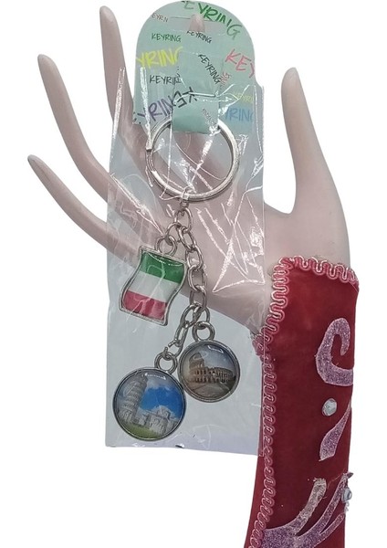 Italya Üçlü Epoksi Metal Çift Taraflı Damla Anahtarlık Italy fiyatları