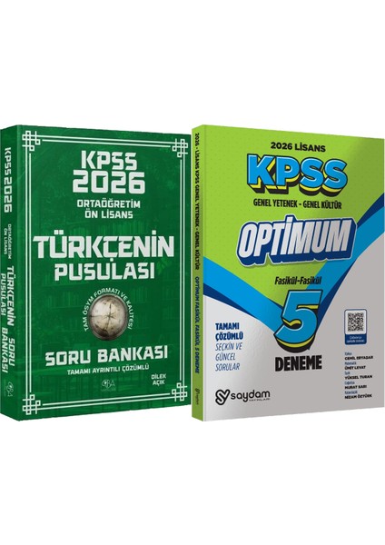 2026 Kpss Lise Ortaöğretim Ön Lisans Türkçenin Pusulası Soru Bankası Çözümlü Dilek Açık + Lisans Optimum 5 Deneme