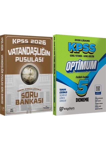 2026 Kpss Vatandaşlığın Pusulası Soru Bankası Çözümlü Ali Koç + Lisans Optimum 5 Deneme