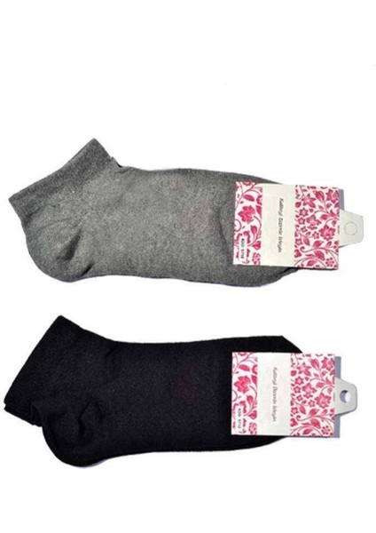 Siyah ve Gri Kadın Bilek Çorap 12 Çift modelleri