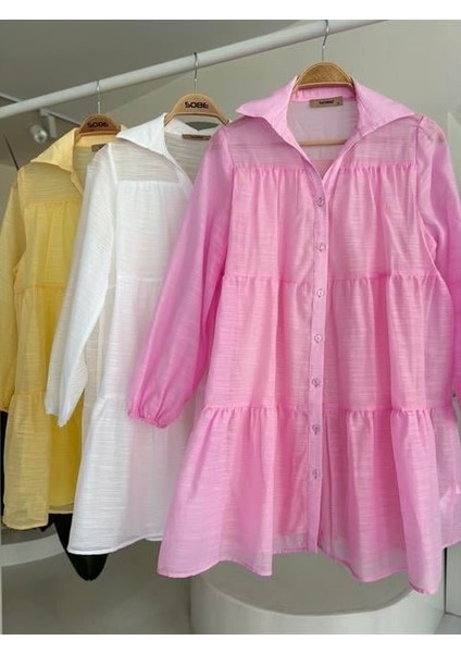 Gömlek Yaka Pileli Elbise 2898