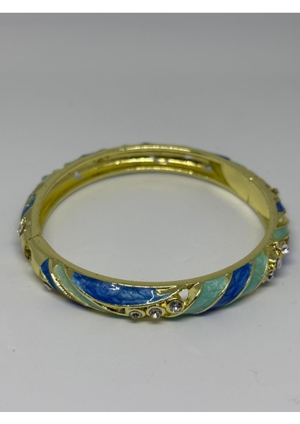 Kelepçeli Mineli Bileklik Mavi