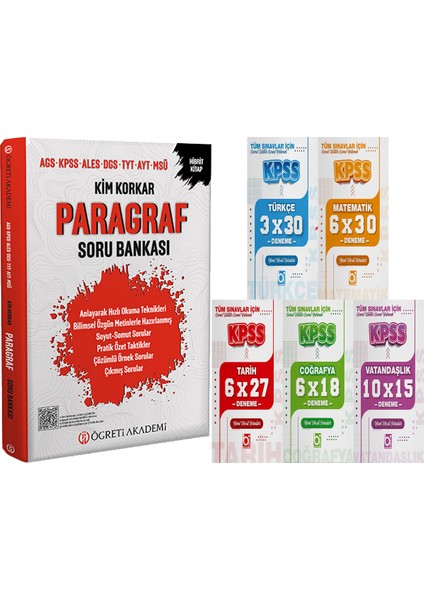 2026 Kim Korkar Paragraf Soru Bankası Ags Kpss Ales Dgs Tyt Ayt Msü - 5 Ders 31 Deneme