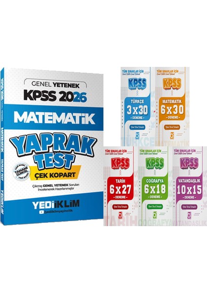 2026 Kpss Genel Yetenek Matematik Çek Kopart Yaprak Test + 5 Ders 31 Deneme