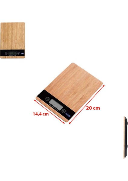 Bambu Ahşap Mutfak Tartısı LCD Ekran Orta Boy Dijital Terazi Asılabilir Dokunmatik Tartı (Max: 5 Kg) fiyatları