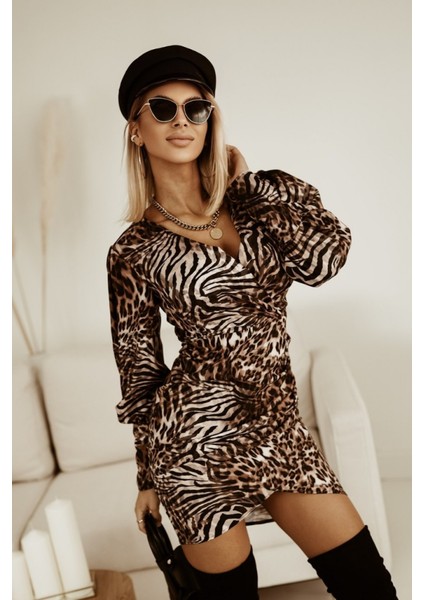 Kadın Uzun Kollu Kruvaze Yaka Mikro Elbise fırsatları