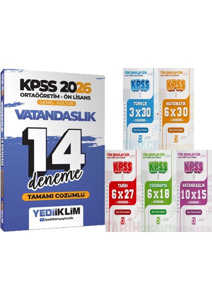 2026 Kpss Ortaöğretim Ön Lisans Genel Kültür Vatandaşlık Çözümlü 14 Deneme + 5 Ders 31 Deneme