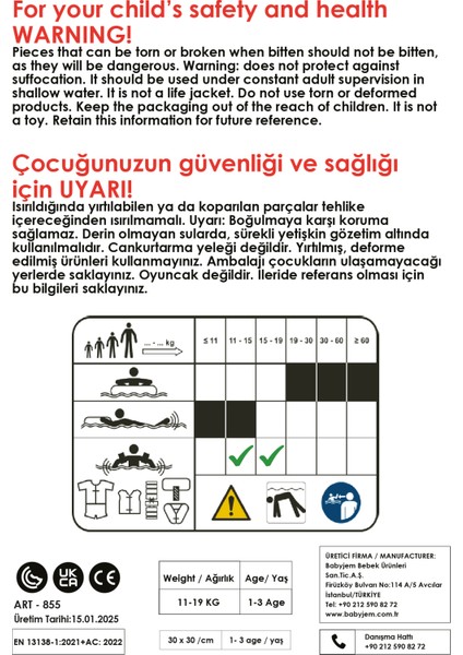 Çocuk Yüzme Yeleği