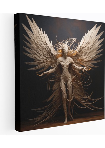 Rahatlatıcı Melek Heykeli Kanvas Tablo - Ruhani Duvar Dekorasyonu Ev Dekorasyonu Kanatlar Kanvas Duvar Sanatı