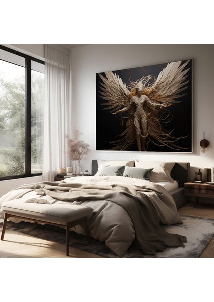 Rahatlatıcı Melek Heykeli Kanvas Tablo - Ruhani Duvar Dekorasyonu Ev Dekorasyonu Kanatlar Kanvas Duvar Sanatı fiyatları