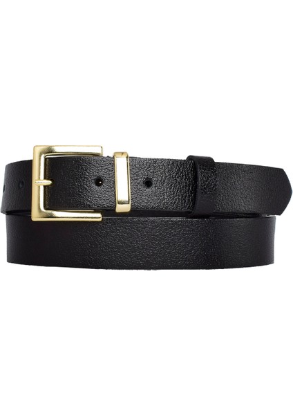%100 Hakiki Deri, Gold Takım Tokalı 3 cm Siyah Kadın Kemeri; Elbise, Pantolon Kemeri=3cm-Kdn-47