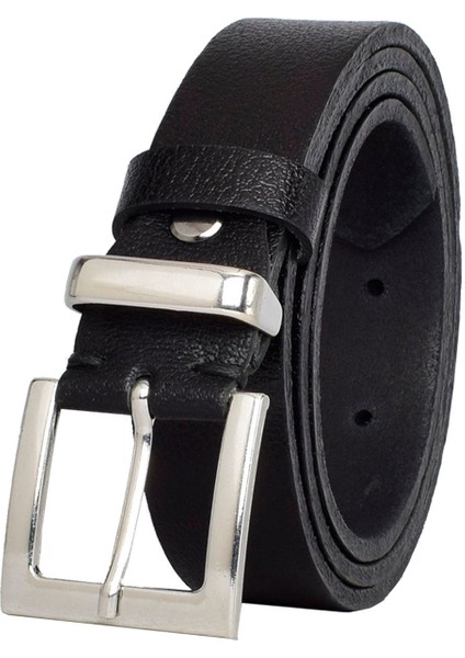 %100 Hakiki Deri, Gümüş Takım Tokalı 3 cm Siyah Kadın Kemeri; Elbise, Pantolon Kemeri=3cm-Kdn-48