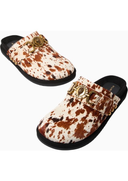 Mansion Flat Mules Lüks Terlikler, Şık, Konforlu, Düz Taban, Sentetik Deri fiyatları