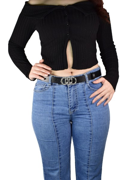 %100 Hakiki Deri, Gümüş Örgü Tokalı 3 cm Siyah Kadın Kemeri; Elbise, Pantolon Kemeri=3cm-Kdn-46 fiyatları