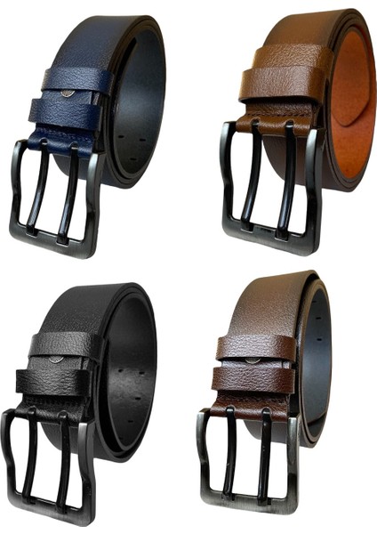 %100 Hakiki Deri, Çift Dilli 4'lü Süper Set 4.5 cm Kot, Spor Kemer=4.lü-Çift.dilli modelleri