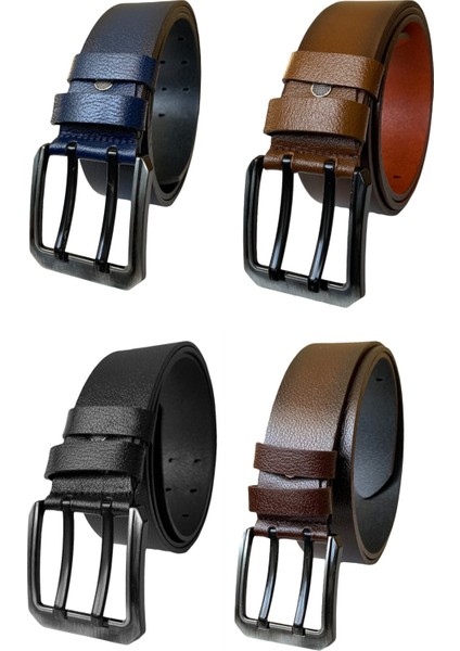 %100 Hakiki Deri, Çift Dilli 4'lü Süper Set 4.5 cm Kot, Spor Kemer=4.lü-Çift.dilli indirimleri