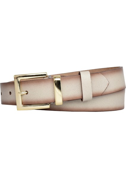 %100 Hakiki Deri, Gold Takım Tokalı 3 cm Vizon Kadın Kemeri; Elbise, Pantolon Kemeri=3cm-Kdn-47