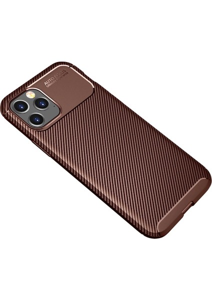 Apple iPhone 12 Pro Max Karbon Kaplama Auto Focus Kılıf - Sportif&profesyonel Stil - Kahverengi fiyatları