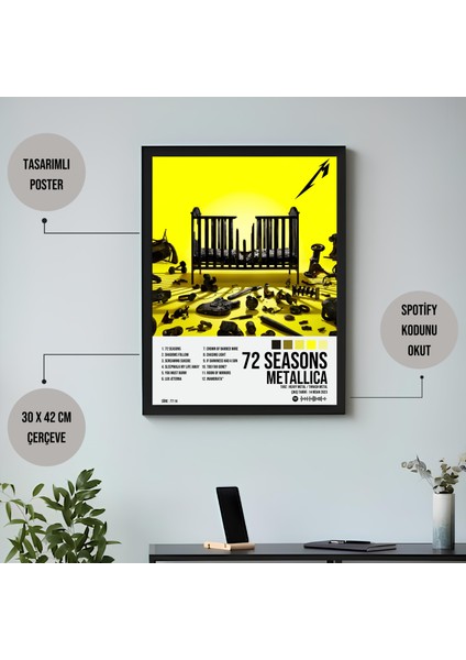 Metallica - 72 Seasons Albüm Spotify Çerçeveli Poster Tablo fiyatları