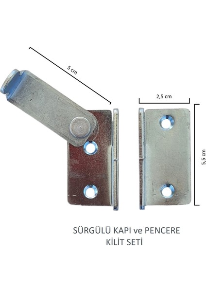 Sürgülü Kapı ve Pencere Kilit Seti, Asma Kilit ve Montaj Vidalarıyla modelleri