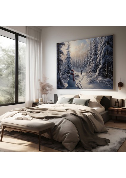 Kardan Adam Kış Harikası Duvar Sanatı - Ev Dekorasyonu Kanvas Tablo modelleri