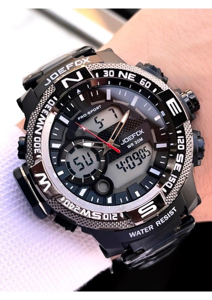 Çelik Kordon Dijital ve Analog 2 Yıl Garantili 3 Atm Suya Dayanıklı Erkek Kol Saati JOE2.LC05