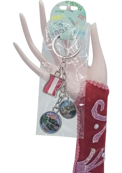 Avusturya Üçlü Epoksi Metal Çift Taraflı Damla Anahtarlık Austria fiyatları