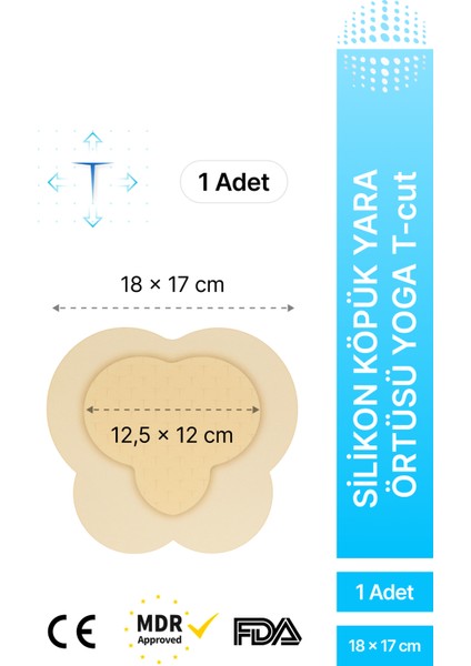 Silikon Köpük Yara Örtüsü Yapışkan Kenarlı Yoga T-Cut Sakrum (Kuyruk Sokumu) Bölgesi Için |yatak Yarası Örtüsü