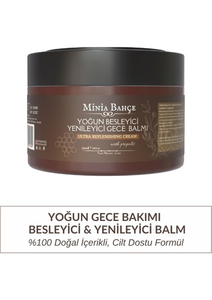 Minia Bahçe Yoğun Nemlendiricili, Propolis Yüz Kremi, %100 Doğal ve Katkısız, 50 ml