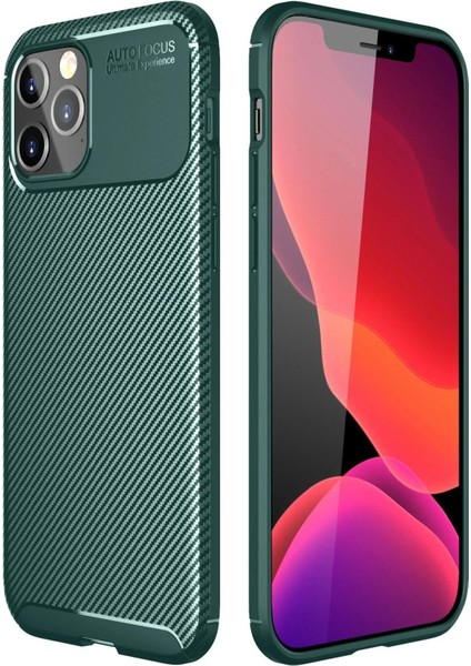 Apple iPhone 12 Pro Max Karbon Kaplama Auto Focus Kılıf - Sportif&profesyonel Stil - Yeşil