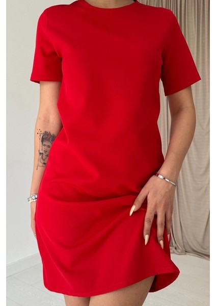 Kırmızı Kısa Kol Atlas Mini Elbise modelleri