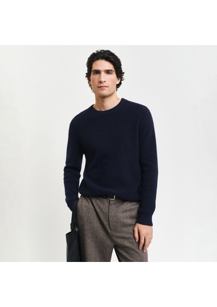 Erkek Lacivert Regular Fit Bisiklet Yaka Kazak