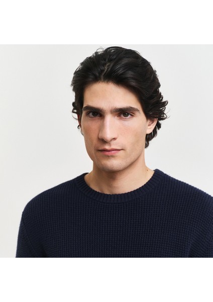 Erkek Lacivert Regular Fit Bisiklet Yaka Kazak modelleri