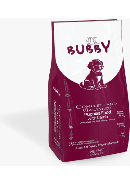 Kuzu Etli Yavru Köpek Maması 15 kg