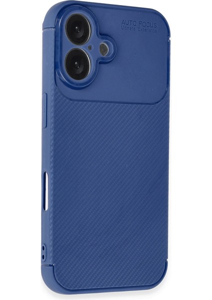 Apple iPhone 16 Karbon Kaplama Auto Focus Kılıf - Sportif&profesyonel Stil - Lacivert fiyatları