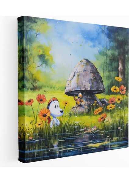 Snoopy Suluboya Tablo - Canlı Renklere Sahip Duvar Sanatı - Snoopy Snoopy ve Woodstock Duvar Dekorasyonu Kanvas Duvar Sanatı