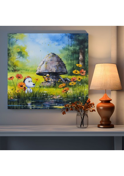 Snoopy Suluboya Tablo - Canlı Renklere Sahip Duvar Sanatı - Snoopy Snoopy ve Woodstock Duvar Dekorasyonu Kanvas Duvar Sanatı modelleri
