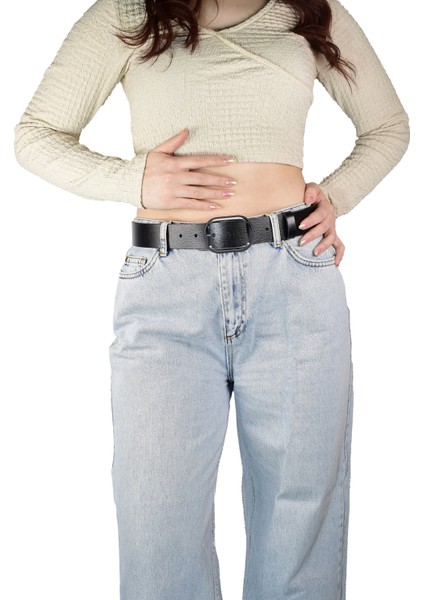 %100 Hakiki Deri, Siyah Nikel Tokalı Siyah Kadın Kot Kemeri 4 Cm=an-Byn-23 fırsatları