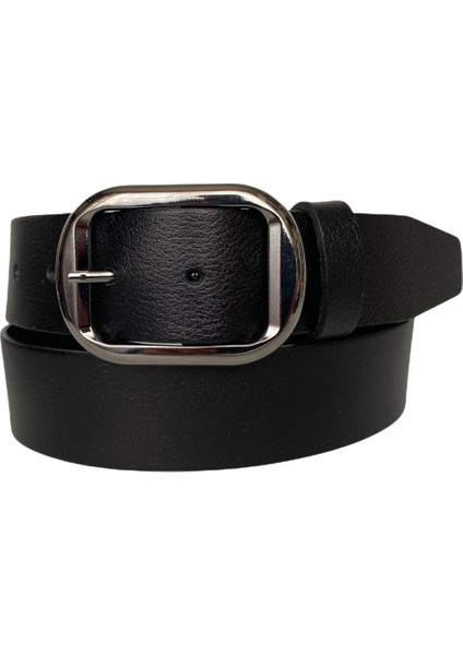 %100 Hakiki Deri, Siyah Nikel Tokalı Siyah Kadın Kot Kemeri 4 Cm=an-Byn-23