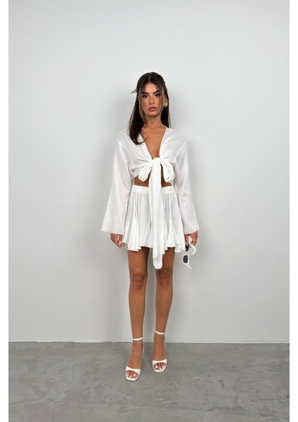 Kayık Yaka Uzun Kol Crop