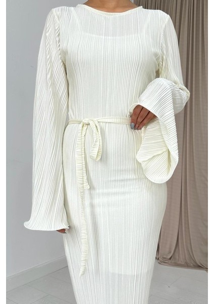 Ekru Ispanyol Kol Piliseli Elbise modelleri