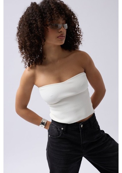 Straplez Dokulu Crop fırsatları