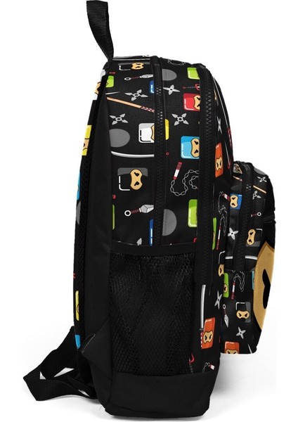 Siyah Ninja Desenli Çocuk Sırt Çantası, Dört Bölmeli, USB Şarjlı, Okul Için Ideal fiyatları